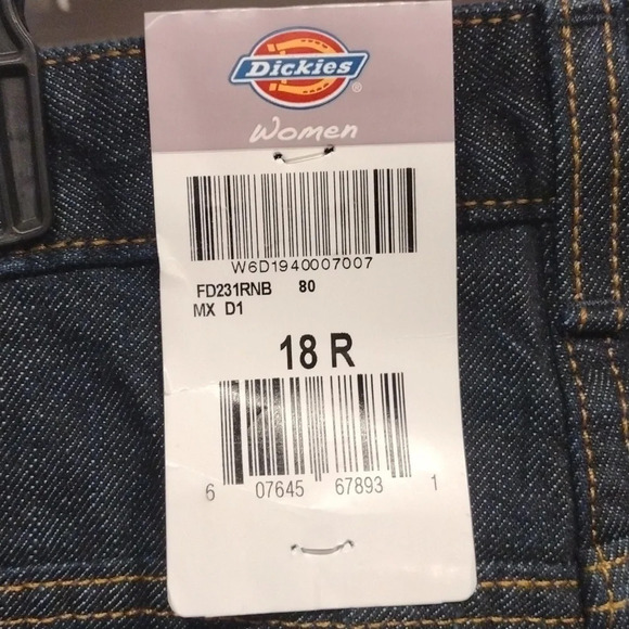 NWT Dickies Women's Relaxed Fit Dark Wash Denim Boot Cut Work Jeans 18R-Casual - Picture 6 of 7